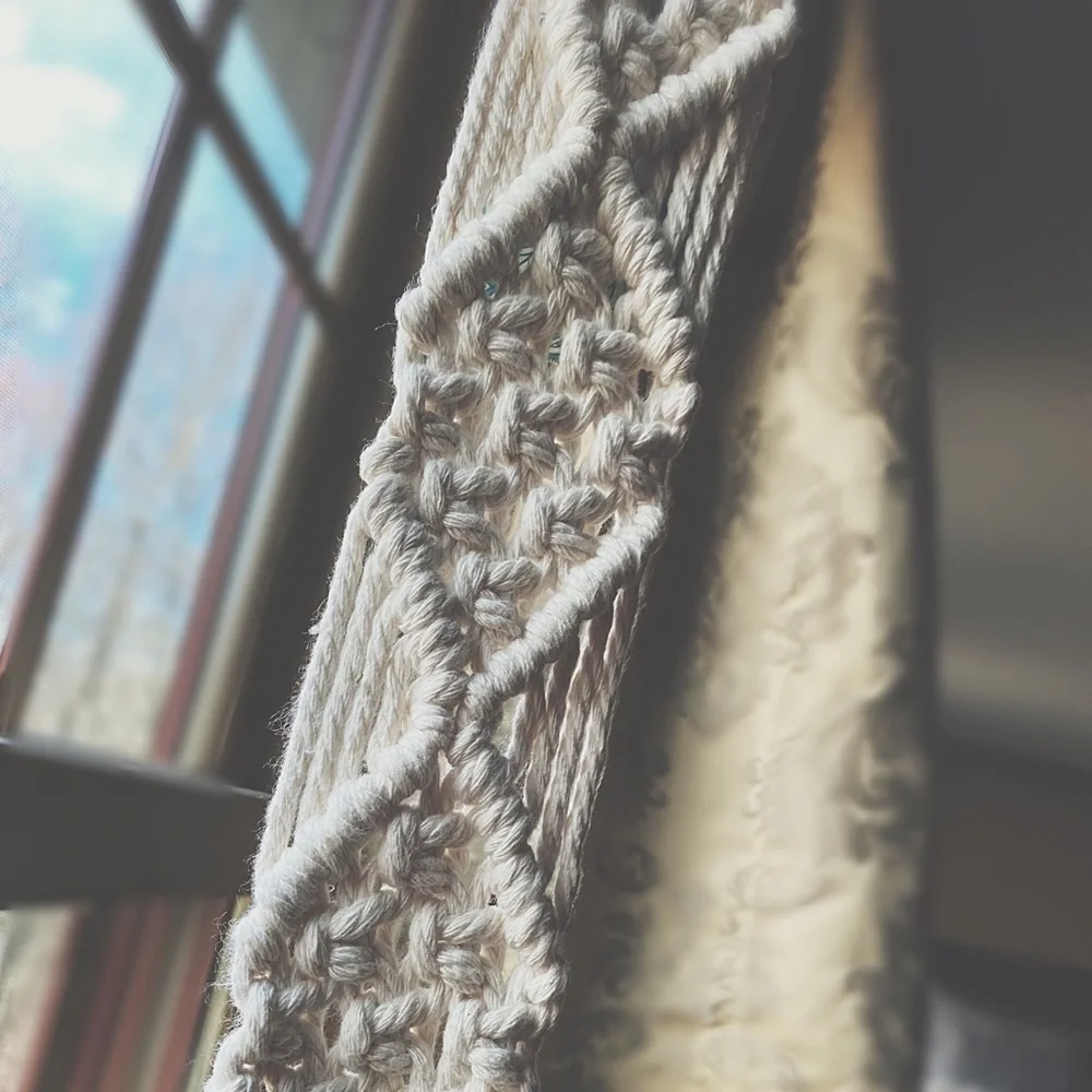 Handcrafted Macramé Succulent Hanger Rustic Clay Pot & Faux Pearls